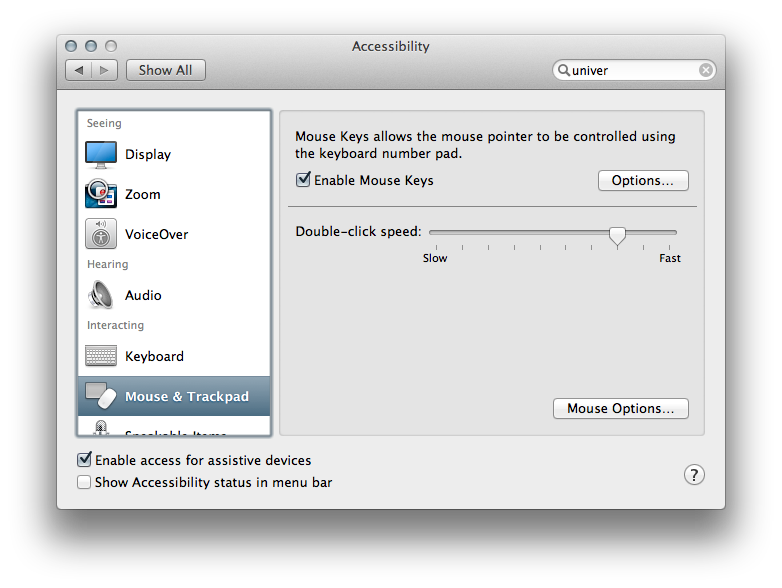 enable universal access for mac