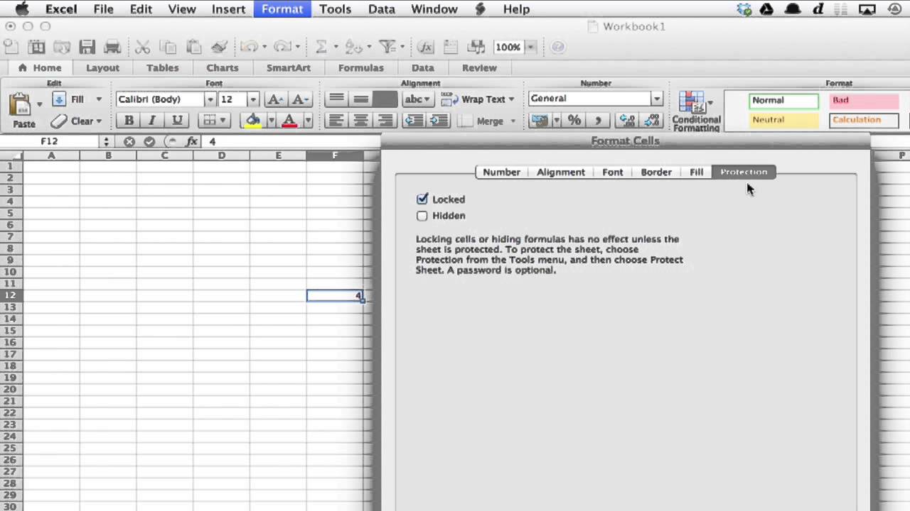 lock absolute cells in excel short key for mac